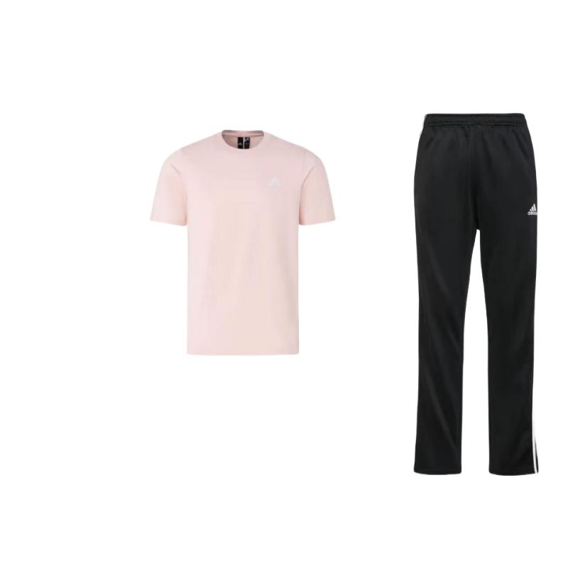 

Adidas Logo Short Sleeve T-Shirt And Mid-Rise Long Pants Casual Sports Set Men sets TR30PR-BW+IT4338 S