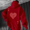 Men's Personality Hearts A Printed Hooded Sweater Loose Pullover Jacket, Men's Love Jacket Printing