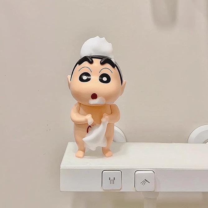 Crayon Shin-chan Shower Express Figurine: Creative Resin Bathroom and Entrance Decoration