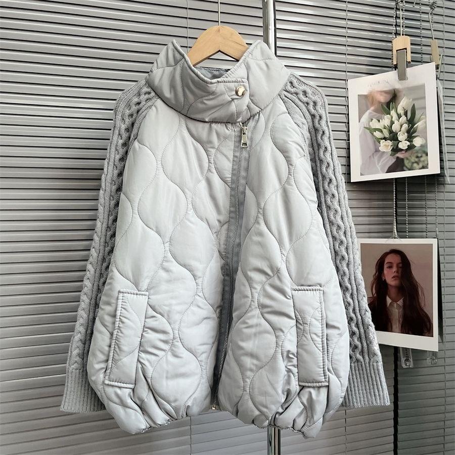 Knit Cardigan Women Stand Collar Patchwork
