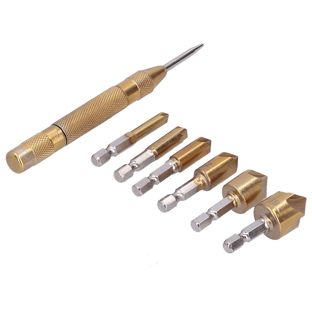 6pcs 90 Degree Countersink Drill Bit Set 5 Flute Chamfering Tool  Woodworking Drilling