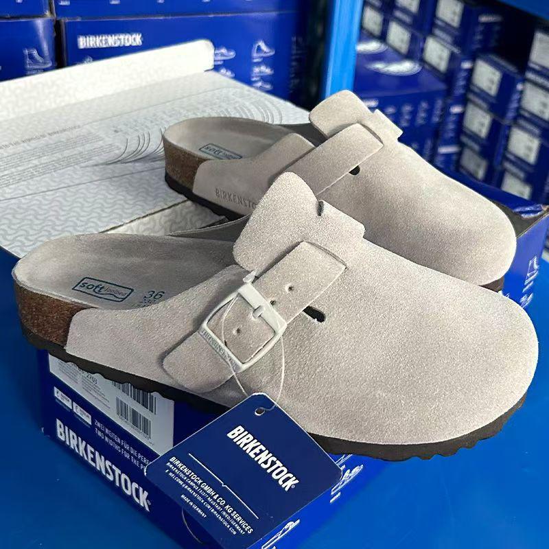 Birkenstock Women's 2025 New Style Genuine Leather Thick Sole Half Slippers for Spring and Autumn