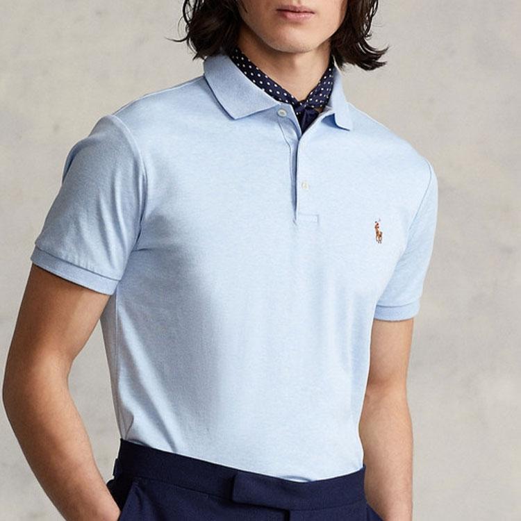 Polo Ralph Lauren SS22 Solid Slim Fit Short Sleeve Polo Shirt Men Tops Blue MNPOKNI1N821582-400