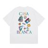 Casablanca Streetwear T-Shirt Men Women Loose Fit Short Sleeve Casual Tee High Street Style