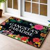 Gangsta'S Paradise Floral Doormat  Material Machine - Washable Entrance Rug, Durable & Stain - Resistant. Suitable For Front D