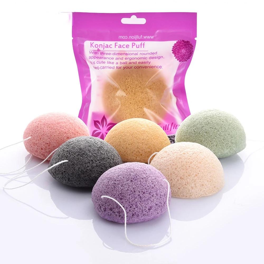 Puff Natural Cleanse Exfoliator Puff Face Cleaning Sponge Round Shape Konjac Face Washing Sponge Facial Tool