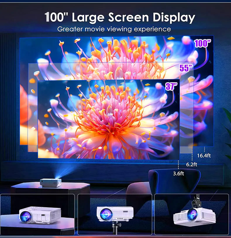Leistungsstarker tragbarer Projektor 4k 1920*1080P HD-Auflösung Intelligente Steuerung 5G WiFi BT5.0 Heimkino Outdoor-Film-LED-Projektor