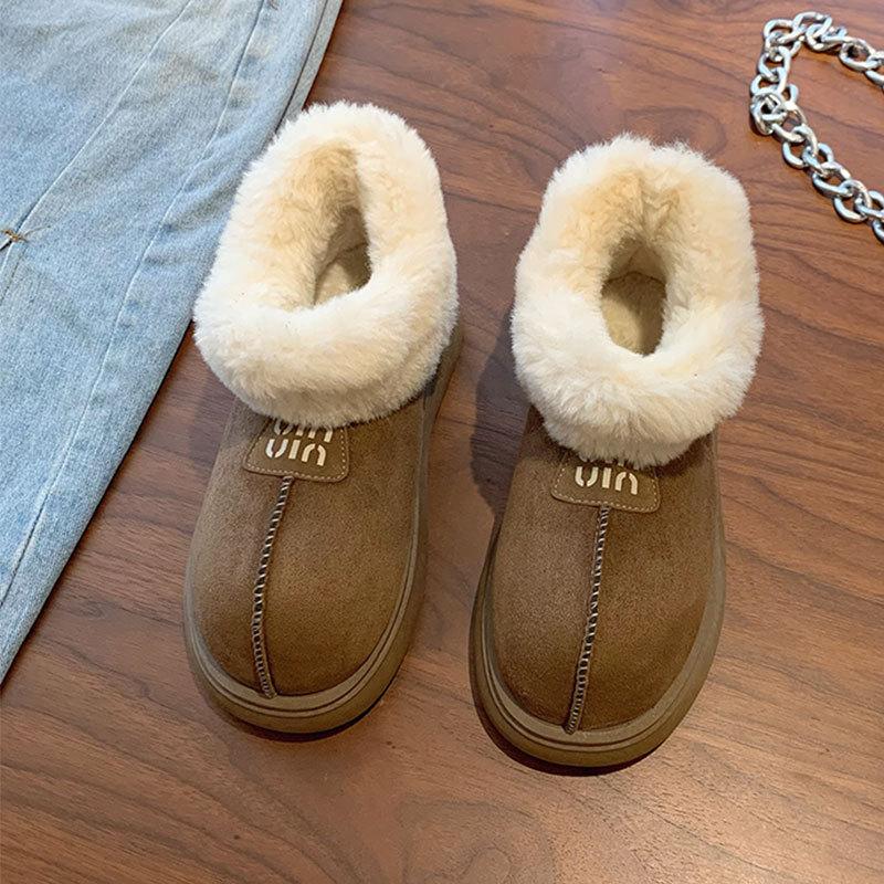 

Женские большие размеры мягкая подошва увеличивающая рост теплый мех один зимний мех устье нескользящие износостойкие зимние ботинки плюшевая подкладка уличные спортивные хлопковые ботинки 40 темно-коричневого