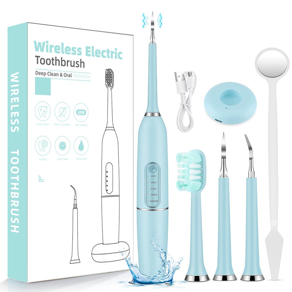 Ultrasonic Electric Toothbrushes Sonic Waterproof USB Charger Tooth Brushes with Timer Calculus Scaler Dental Mirror for Teeth