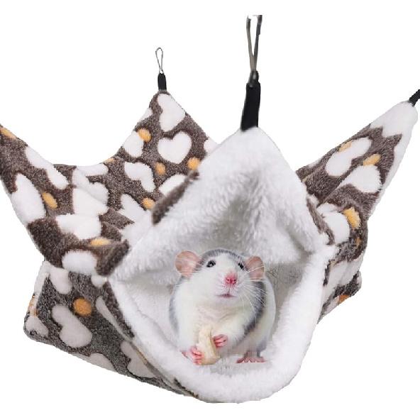 LEFTSTARER Noctilucent Luminous Guinea Pig Rat Hammock Bunkbed Hanging Tunnel and Soft Bed Mat for Ferret Hedgehog Squirrel Hideout Cage Accessories