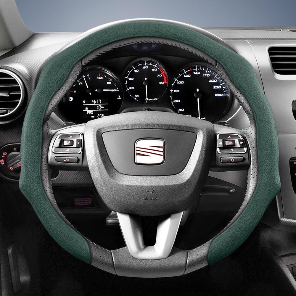 nlcr7 Suitable for Seat Premium Suede Snap-On Steering Wheel Cover, Non-Slip and Durable, Available for Ibiza, Arona, Leon, Leon Sportstourer,