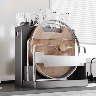 Multi-functional Kitchen Organizer: Knife, Chopsticks, Cutting Board & Pot Lid Holder.