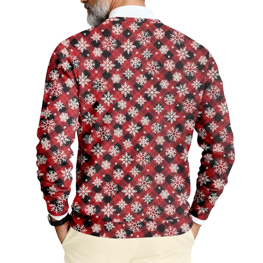 Herren Bedrucktes Rundhals Langarm Rippstrick Sweatshirt