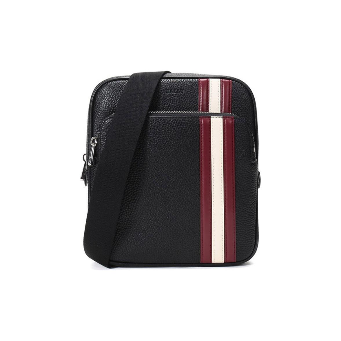 

Bally Classic Red And White Striped Business Commuter Leather Shoulder Bag Men Shoulder Bag Black COSMY-TSP-00 Basic Set (Bag+Dust Bag)