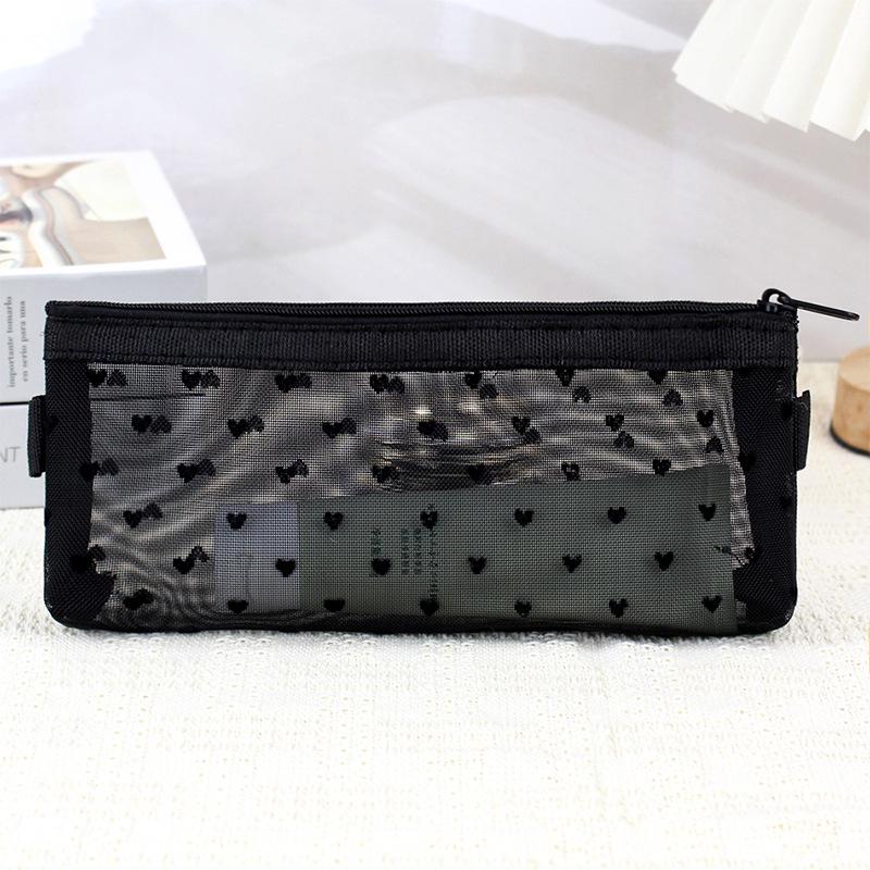 Multifunctional Japanese & Korean Style Mesh Pencil & Cosmetic Bag - Transparent Large Capacity for Stationery & Lipstick