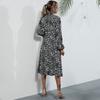 Temperament and Elegance Outer Wear Autumn and Winter Fashion Women's Leopard Print Long-sleeved Hollowed Out High Neck Dresses
