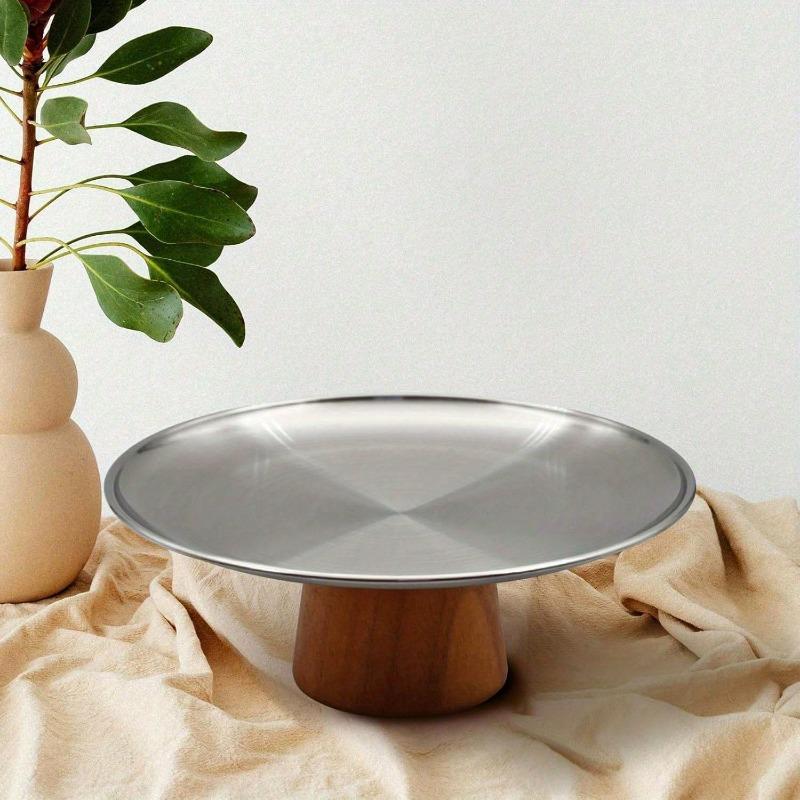 Edelstahl Kuchenblech Holzsockel Kuchenform Schwerlast Obstschale Dessertteller Esstisch Heimdekoration