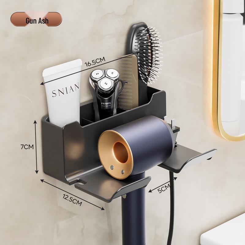 Punch-Free Wall-Mounted Bathroom Hair Dryer Storage Rack