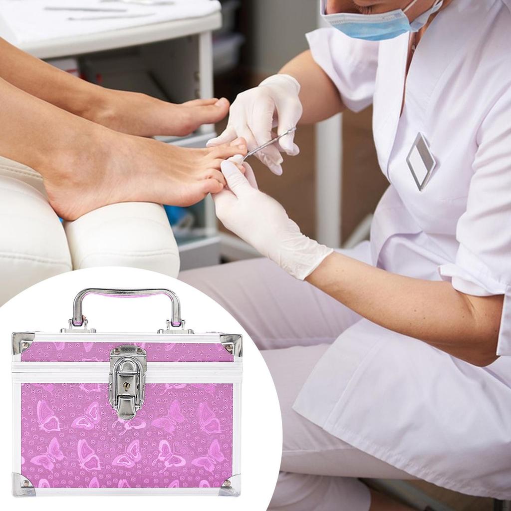 Extra Large Makeup Carrying Case Compartment Multifunction Security Pedicure Tool Box for Women Nail