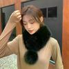 Luxury Velvet Texture Winter Outdoor Warm Scarf Solid Color Soft Faux Fur Collar Thickened Neck Scarf For Women