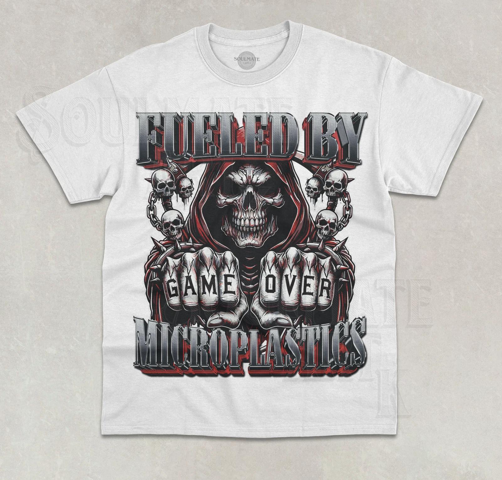 Fueled By Microplastics T- Shirt Funny Meme Evil Skeleton Unisex Graphic Shirt XL