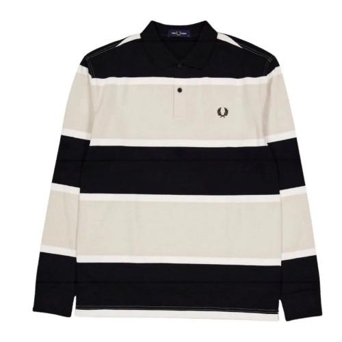 Fred Perry Mens Striped Long-Sleeved Polo Shirt