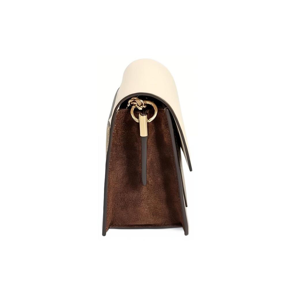 Tory Burch Robinson Metal Logo Magnetic Snap Closure Leather Envelope Crossbody Bag Women bags Cheese-White 154318-724
