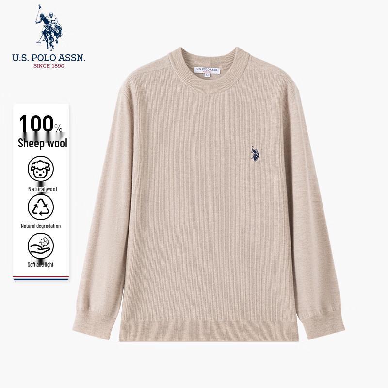 U.S. POLO ASSN. Men s 100% Wool Round Neck Sweater L