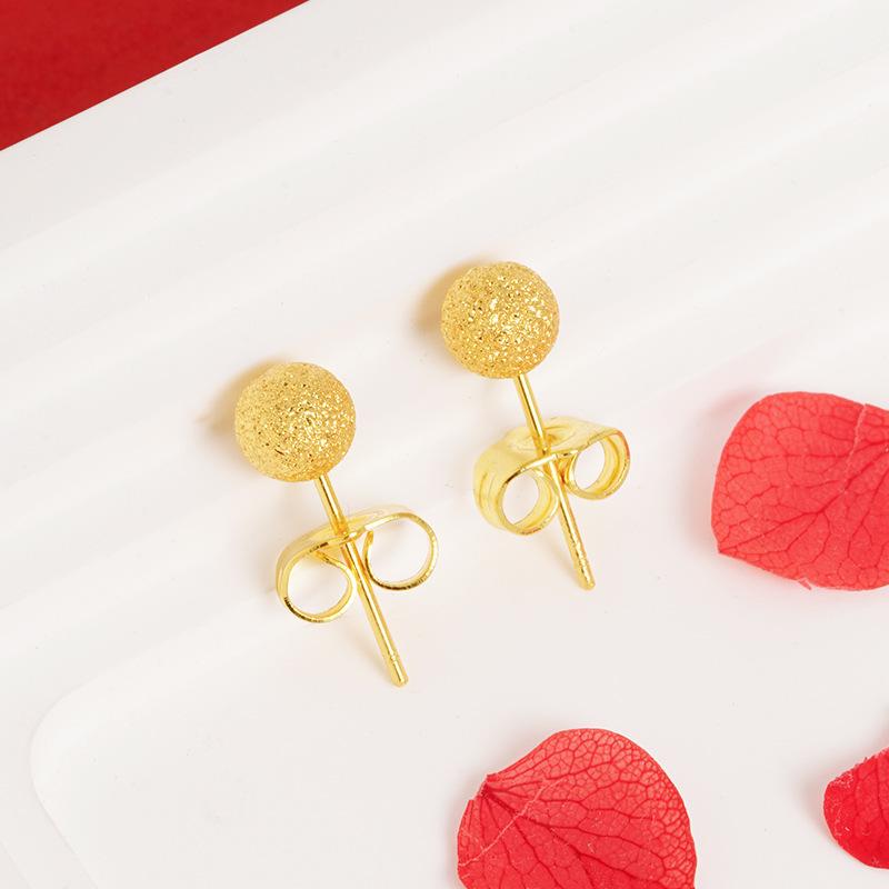 Elegant Gold Sand Earrings for Women - Bean-Shaped, Long-Lasting, High-Quality Copper and Titanium Steel