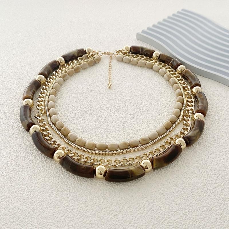 Retro Multi Layer Bamboo Chain Necklace for Women Fashion Clavicle Chain Adjustable Length Neckchain Party Wear Jewelry