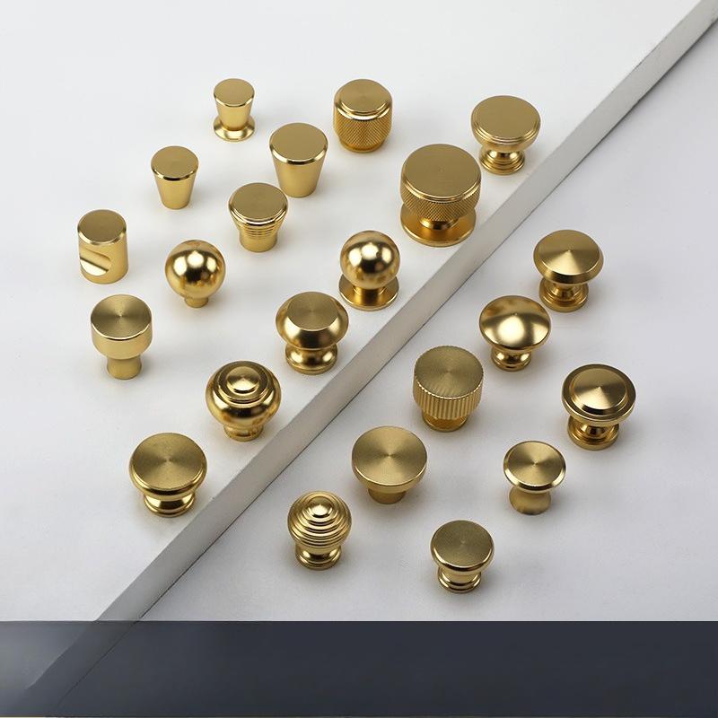 Simple Knurled Cabinet Drawer Knob Round Gold Door Handle Portable Single Hole Design Furniture Accessories for Home