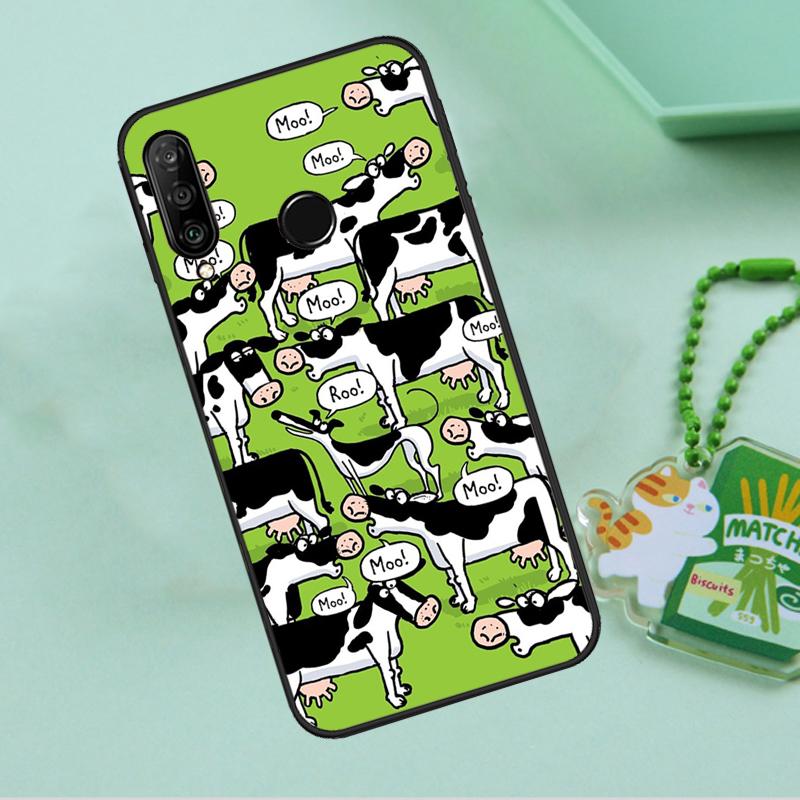 Cartoon Cute Cow Spots For Huawei Nova Y90 Y70 Y60 Y61 Y91 Y72 9 10 SE 12i 12s 11i 5T P60 Pro P20 P30 P40 Lite Case
