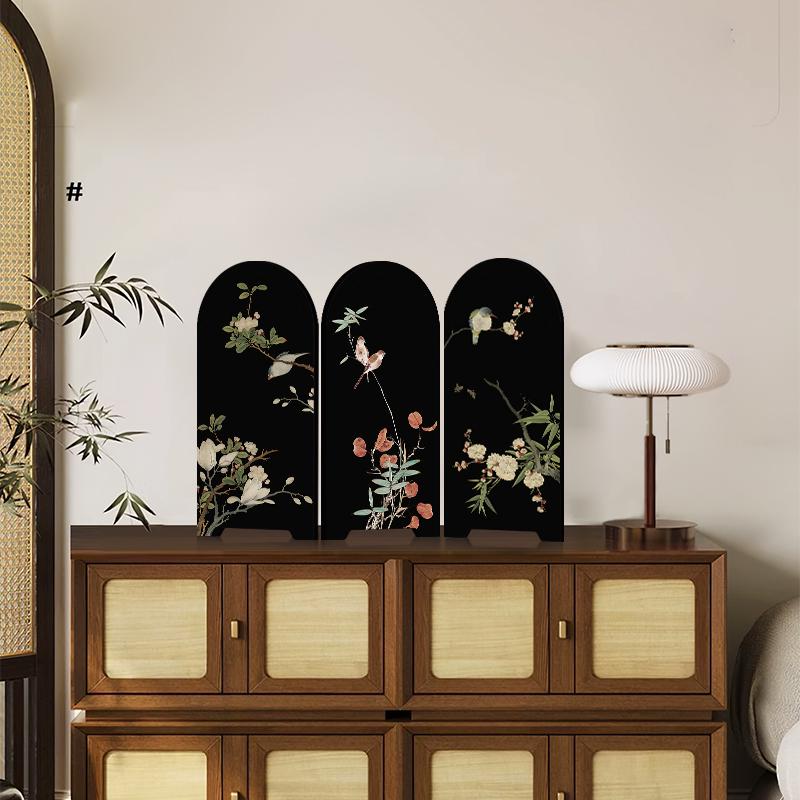 Vintage Bamboo Ink Pattern Desktop Ornament - Retro Chinese Style Decoration