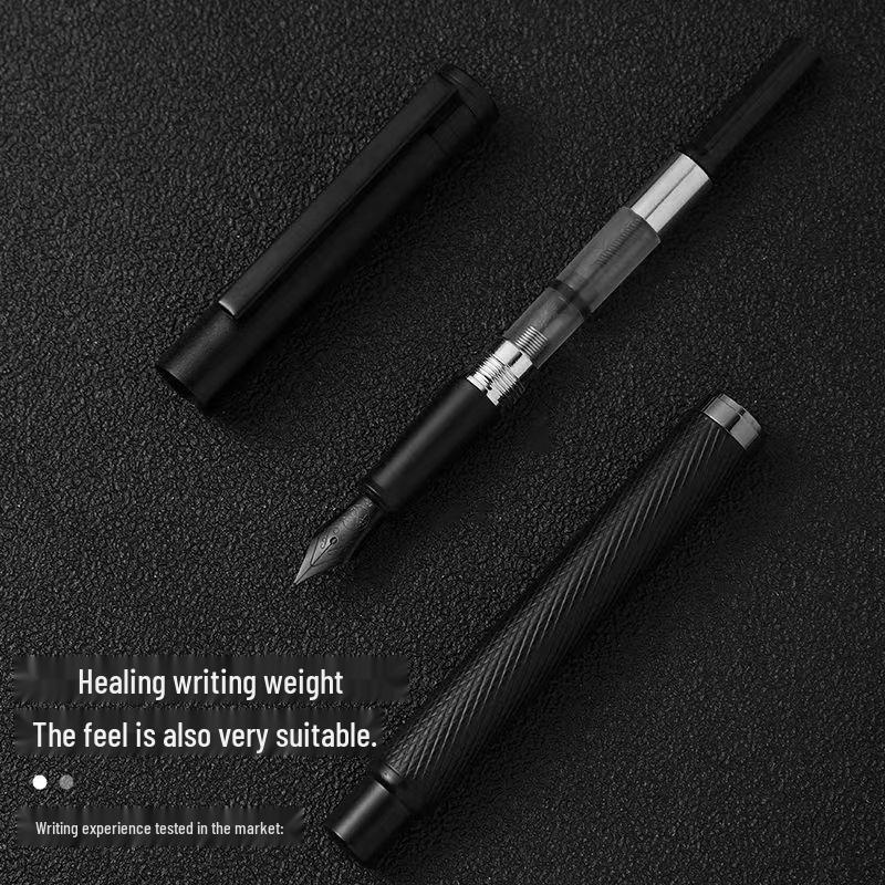 Penna Stilografica Metallizzata Serie Ufficio con Cartuccia d'Inchiostro - Regalo per Calligrafia e Scrittura Studenti, Nome Incidibile
