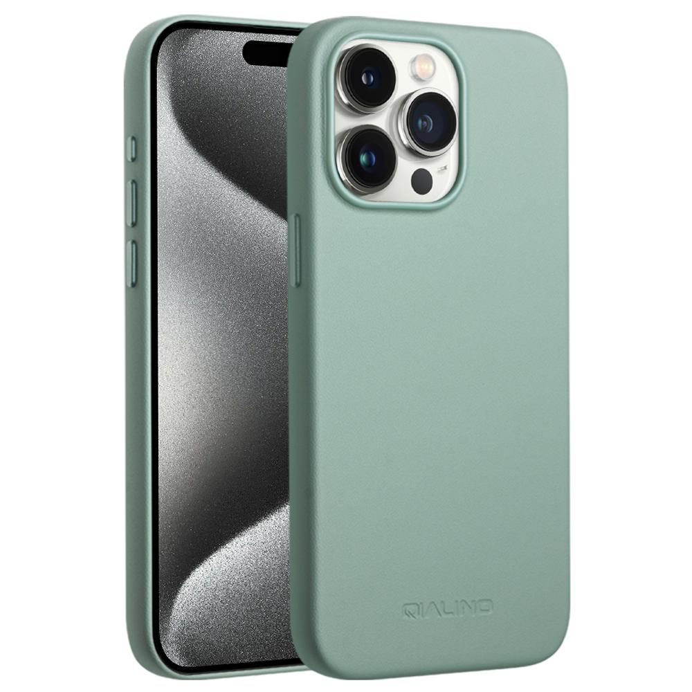 

QIALINO Чехол для iPhone 15 Pro Max из ПУ+силикона, чехол для телефона, совместимый с MagSafe Green