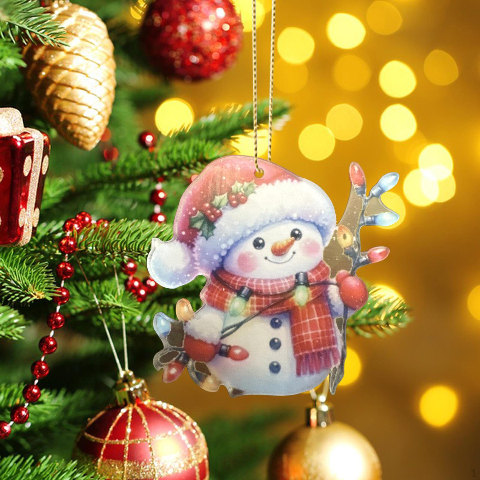 

Рождественский Санта-Клаус, подвесной орнамент, акриловый кулон, украшение для елки в общежитии для друзей семьи with String Lights