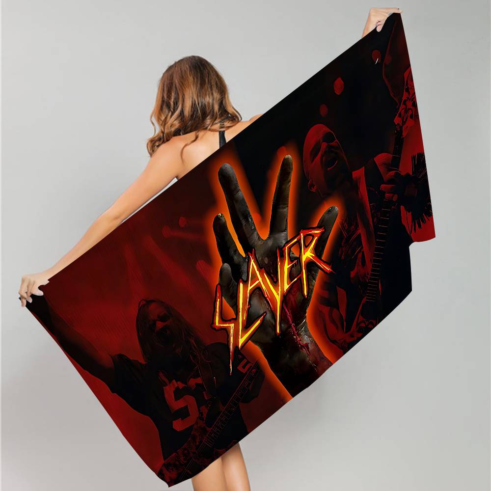 Slayer Heavy Metal Band Music Bath Towel Microfiber Soft Water Absorbing Breathable For Girl Kids Decorative Cartoon