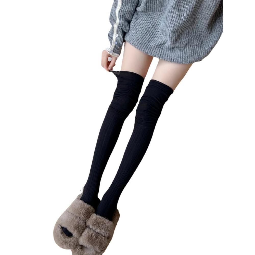 Autumn and Winter Rice White Knee Stockings Women's New Outer Thigh Socks Japanese Splicing High Stockings Stacking Socks