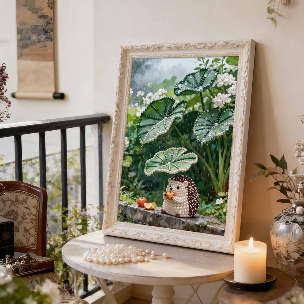 5D Frameless Pearl Painting Cute Hedgehog Diy Handmade Sticky Diamond Creative Canvas Art Painting Bedroom Decoration Living Room Hanging Painting