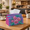 1pc Retro Pop Art Tissue Box - Multi-Functional Napkin Dispenser, Two Sizes Available Made of Durable Polyester, Decorated with Lotus Flower Blooming 