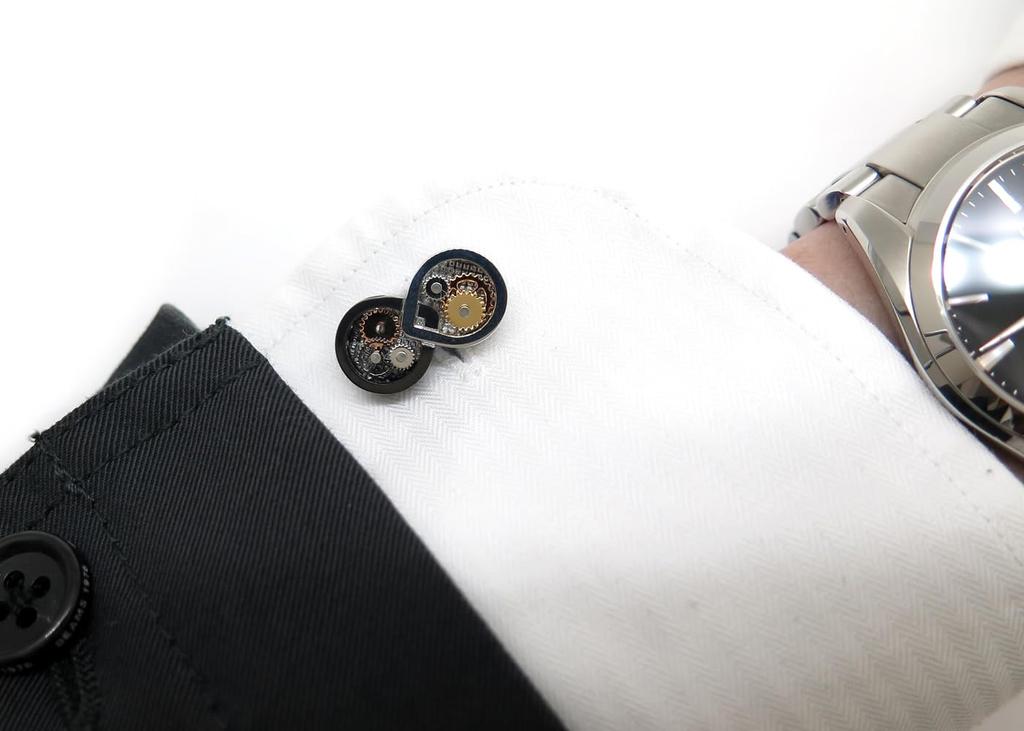 TATEOSSIAN Mechanical Infinity Gear Cuffs Cufflinks (Palladium & Gunmetal)