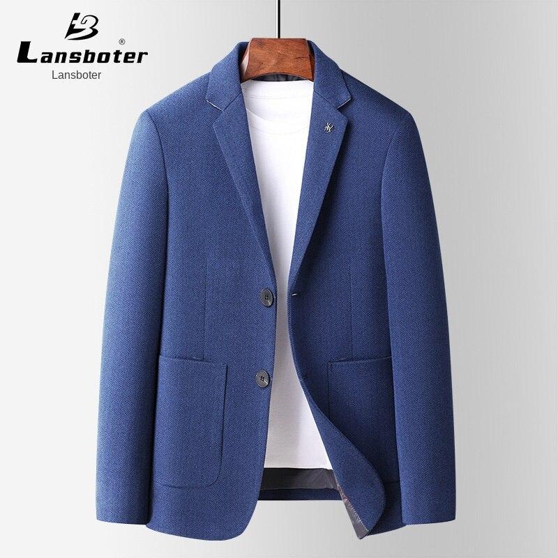 

Lansboter шерстяной костюм в елочку, мужской весенне-осенний новый тонкий костюм, мужской шерстяной костюм, пальто, мужское