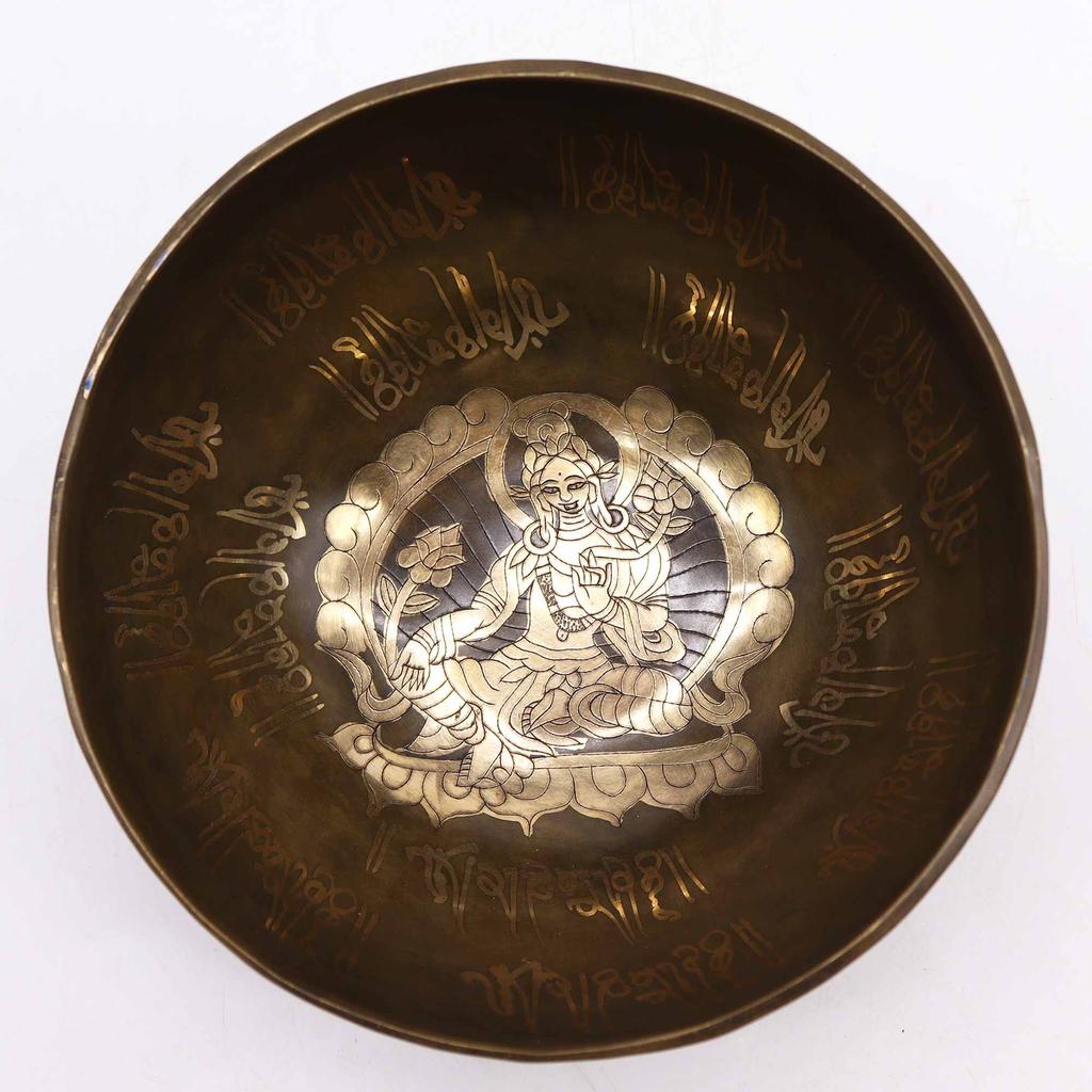 Singing Bowl Set Brass Golden Tara