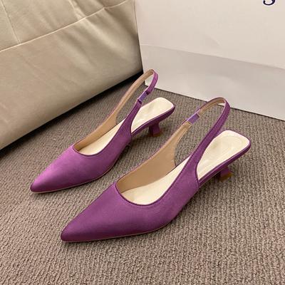 Pointed Toe Women Sandals   New Arrivals Black White Silver Summer Dress Shoes Thin High Heels Elastic Band Ladies Party Mule