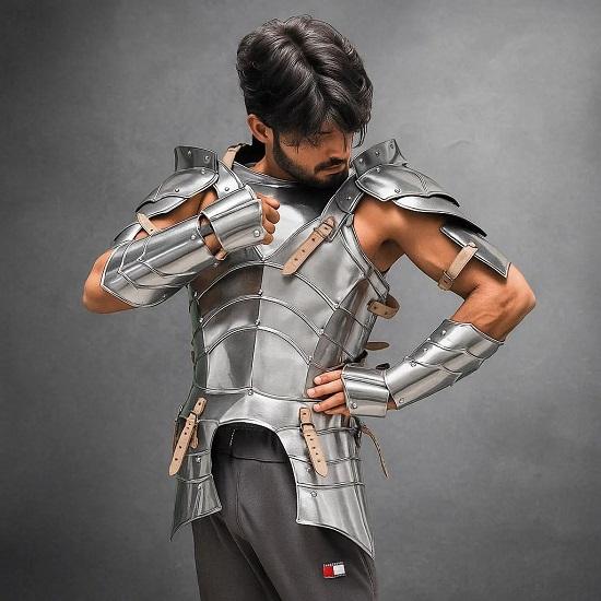 Medieval Half Body Armor Suit 18 Gauge Steel Knight Costume LARP Cosplay Chest Plate Pauldrons Renaissance Festival Warrior Gear