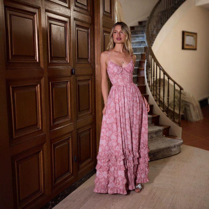 Beautiful and Unique Suspender Dress for Seaside Vacation, Super Stylish and Elegant, Waist-Cinching Long Dress for Women, New Summer Style