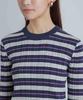 Nano Universe Random Rib Border Knit Top be paired with other Medium Navy (Can items)