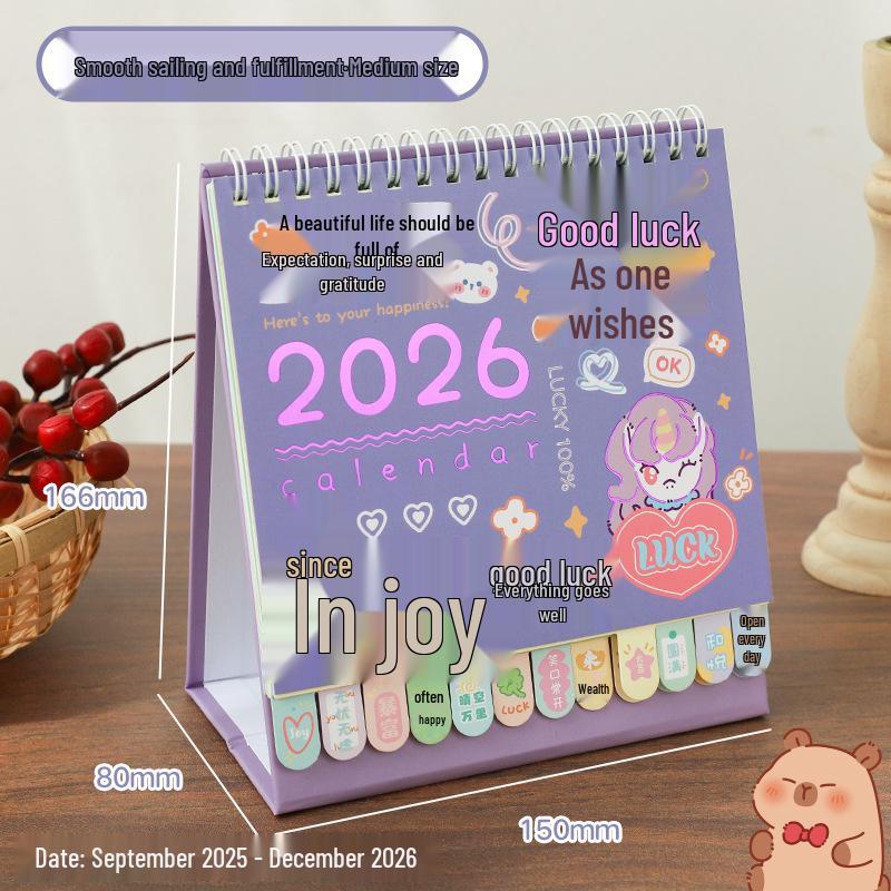 2026 Cartoon Desk Calendar: Cute Creative Desk Ornament with Index for Self-Discipline Check-in - Enterprise Special Edition