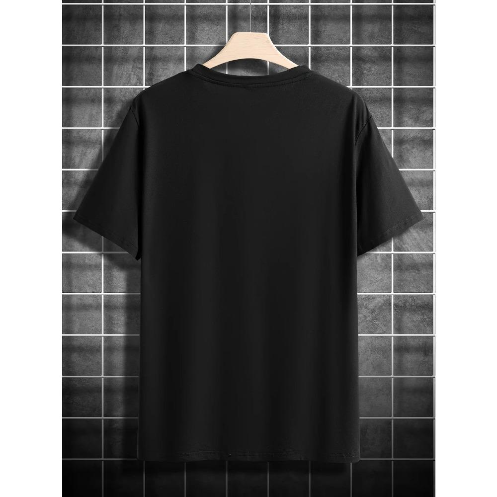 Men's Short-Sleeved Crew Neck T-Shirt -  Blend, Casual Top With Creative Gesture Print - Summer Tee - For Men