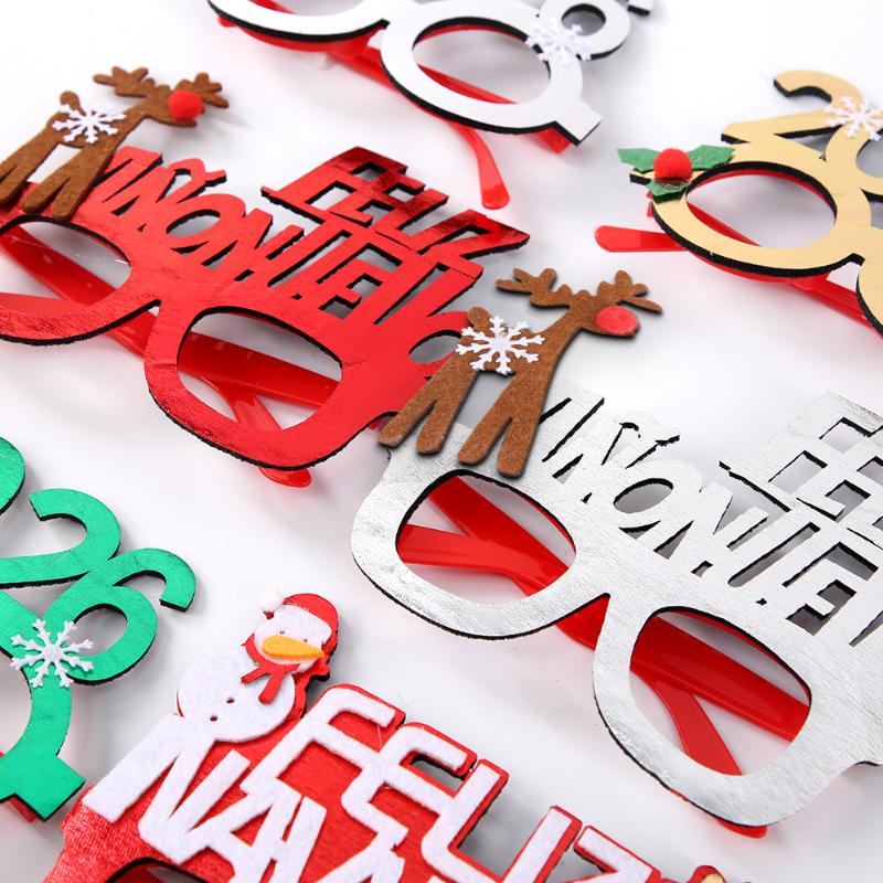 2026 Christmas Glasses Gold-Foil Cloth Snowflake Star New Year Photo Props For Party Decor